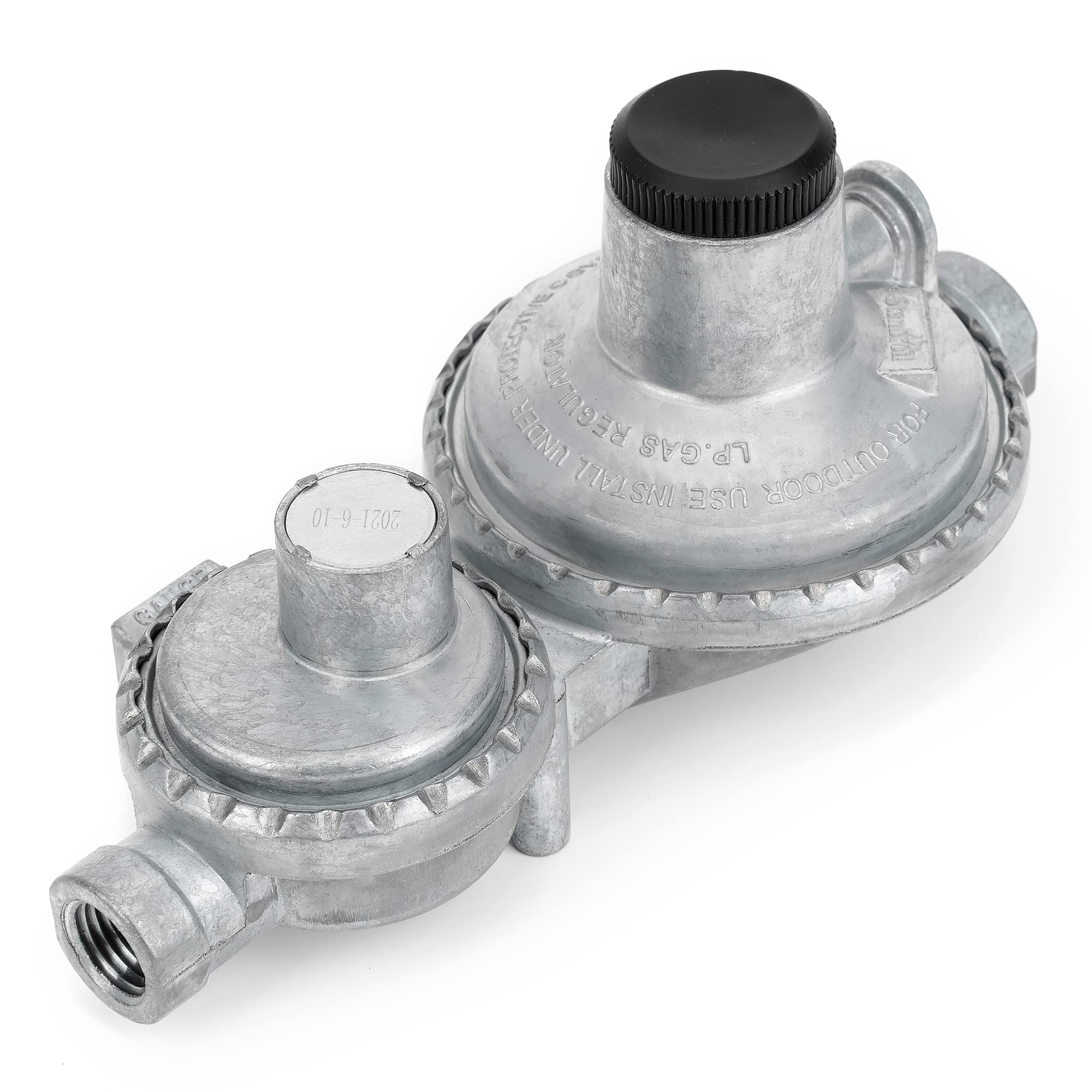Stanbroil Pionowy dwustopniowy regulator propanu z żeńskim wylotem NPT 3/20.3 cm i żeńskim wlotem NPT 1/10.2 cm do zbiornika propanu