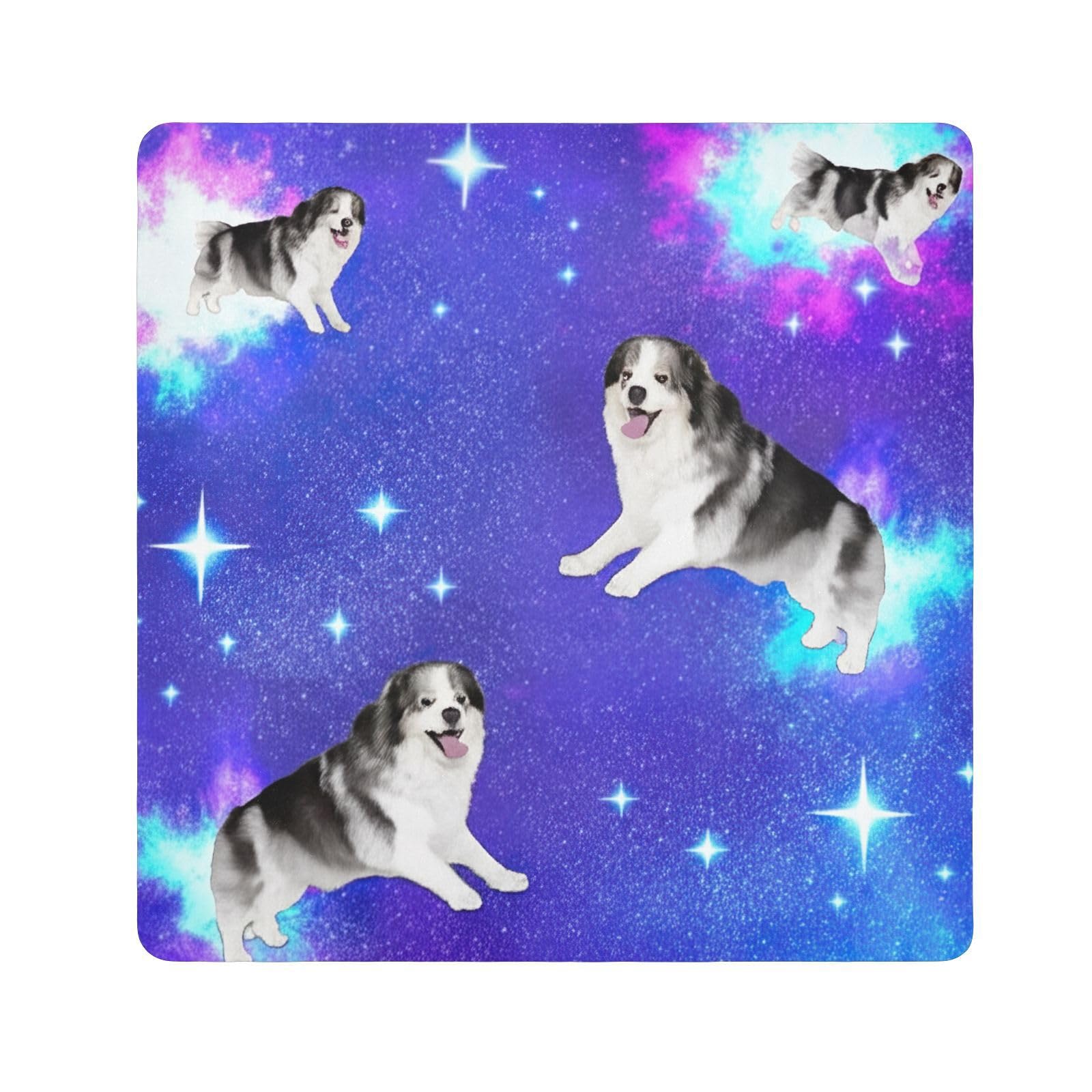 Stars Dogs Space Self-Adhesive Cloths 13.8X13.8 Inch Open Lay Flat Makeup Bag Magic Self-Adhesive Cloths for Camera, Lens, Laptop
