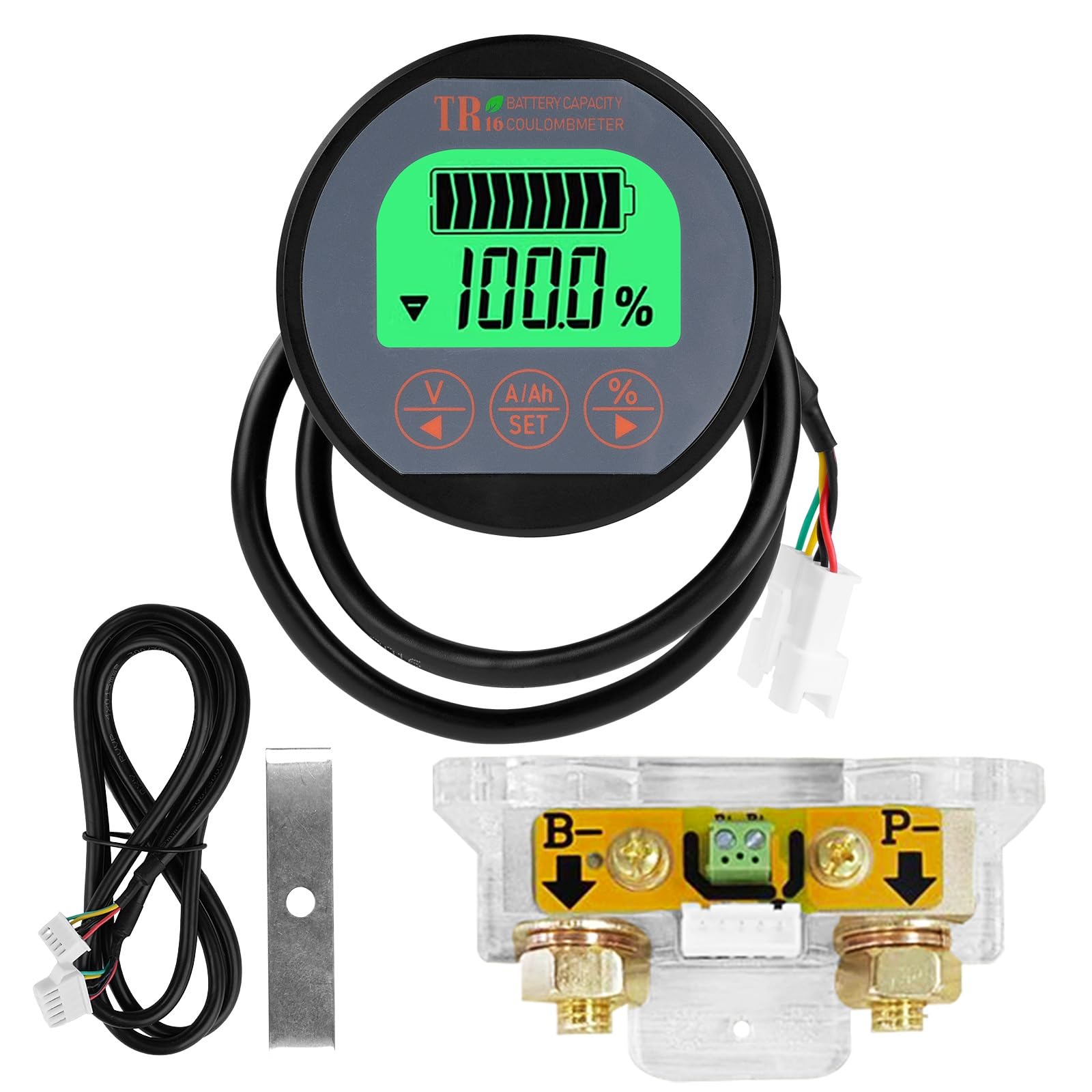 DEWIN Batterie Monitor 12V Motorrad, Batteriemonitor Batterie Tester Voltmeter Amperemeter Wasserdichte Batterietester für Autobatterie Kfz Caravan 8-120V 350A