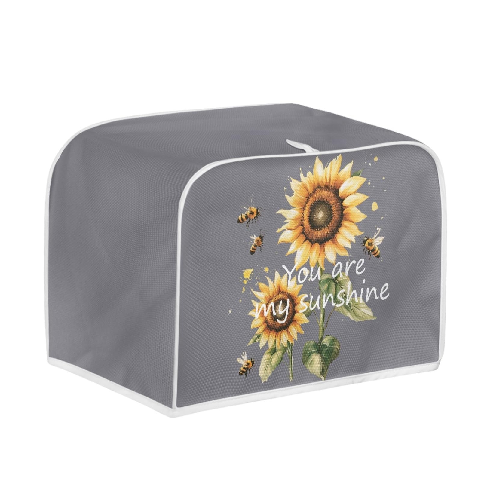 Kitchen Toaster Dust Cover Bakeware Protector Compatible with 2 Slice Toaster Top Handle Design Heat-Resistant Dust Protection Anti-scratch, Sunflower You Are My Sunshine Gray