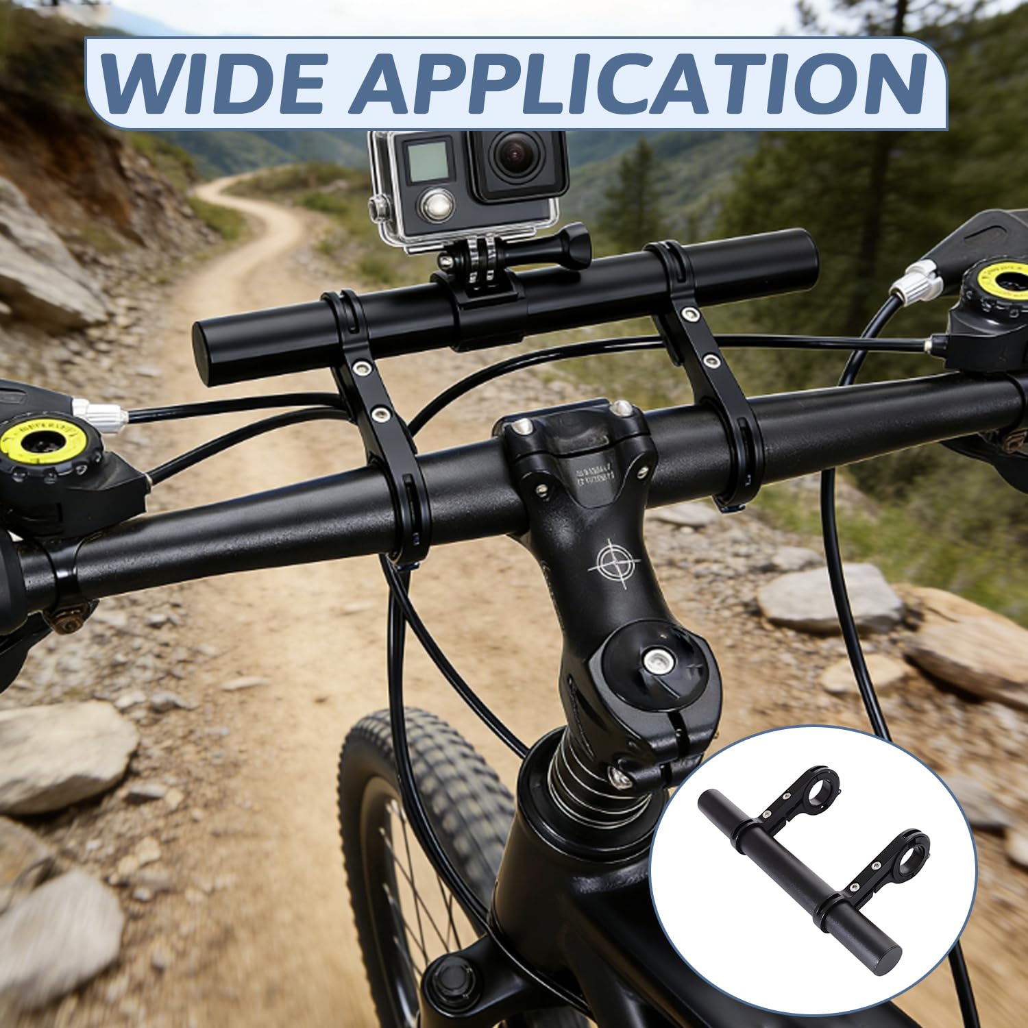 Batheidon Extension de Guidon prolongateur Vélo 20 cm, Kit d'Extension avec Tournevis, Support Guidon pour Poignées de Moins de 30mm, Compatible GPS, Caméra Sportive, Téléphone Portable