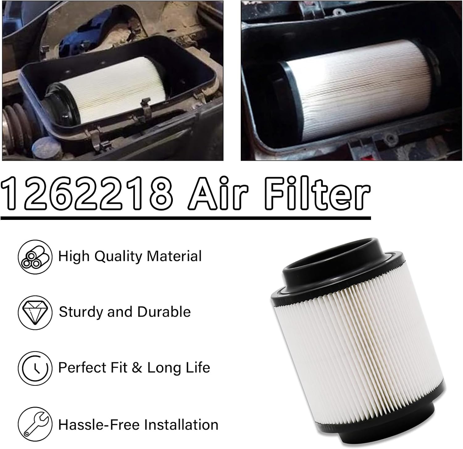 Air Filter Element, Polaris Air Filter for Polaris RZR 170 2010-2021 Ranger Crew XP 1000 Air Box Filter, Replaces 1262218 (2pcs)