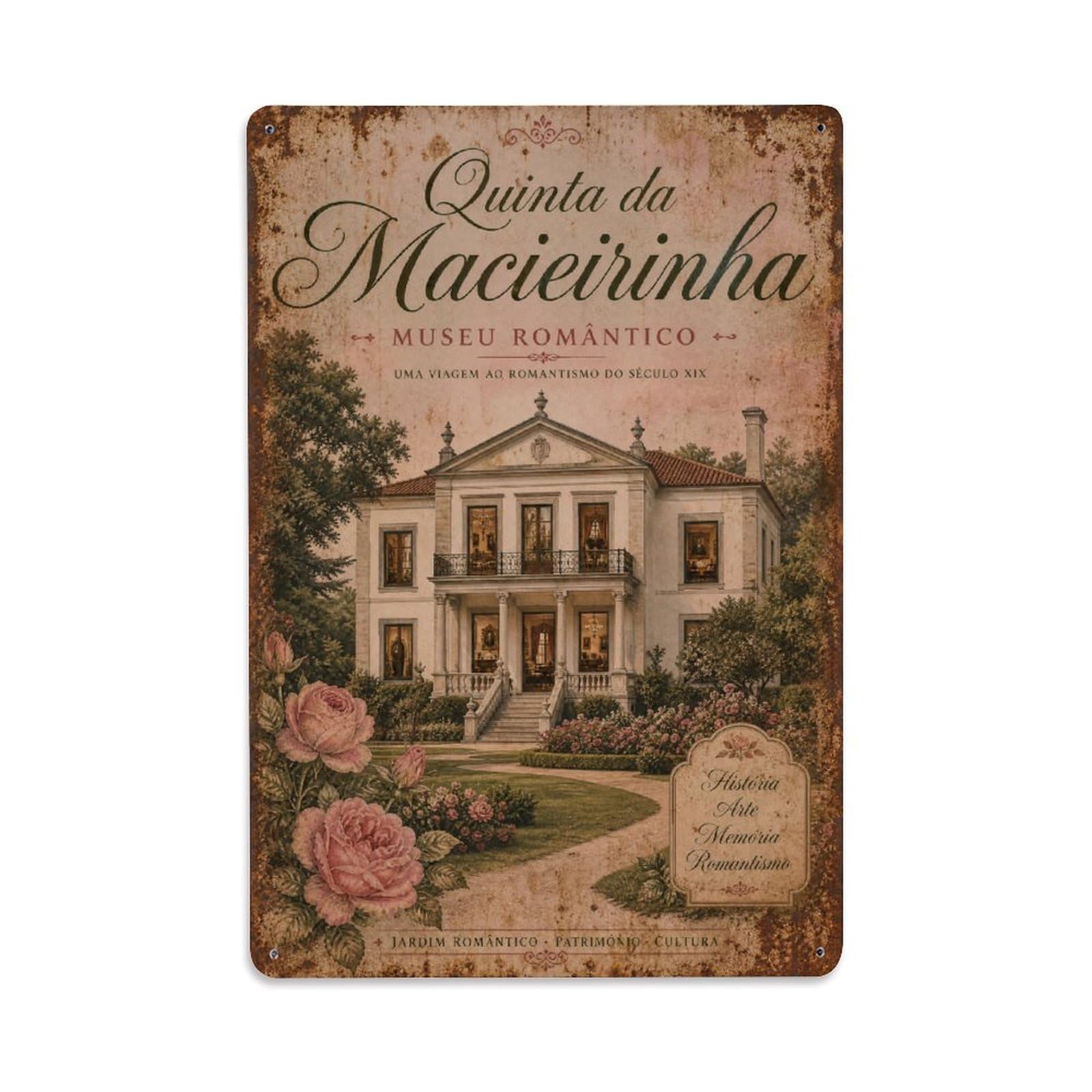 Yrnq 08X12inch Vintage Style Vintage Quinta Macieirinha Romantic Museum Portugal Metal Tin Sign