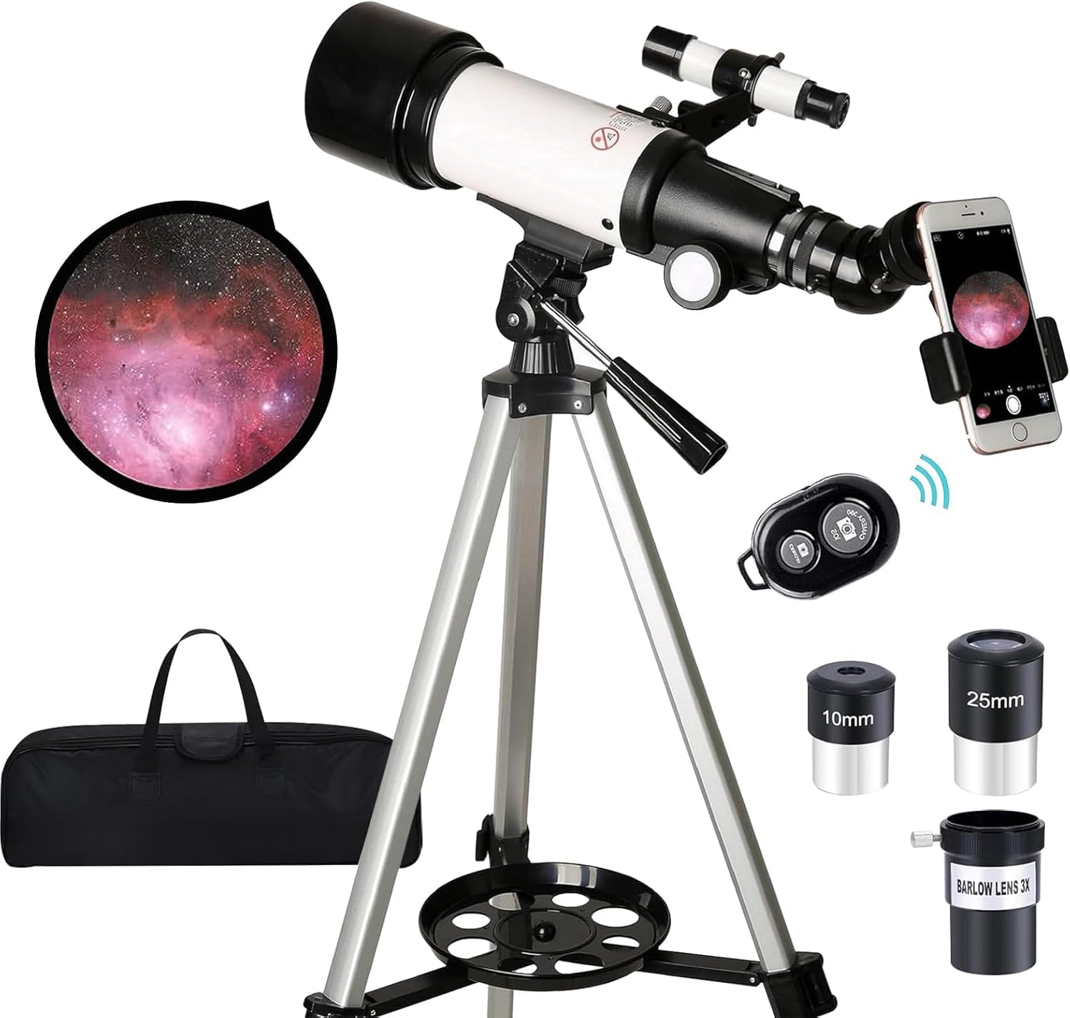 Telescopio para niños, adultos, principiantes, 2.756 in, apertura, 15.748 in, longitud focal, telescopio para astronomía, refractor de viaje