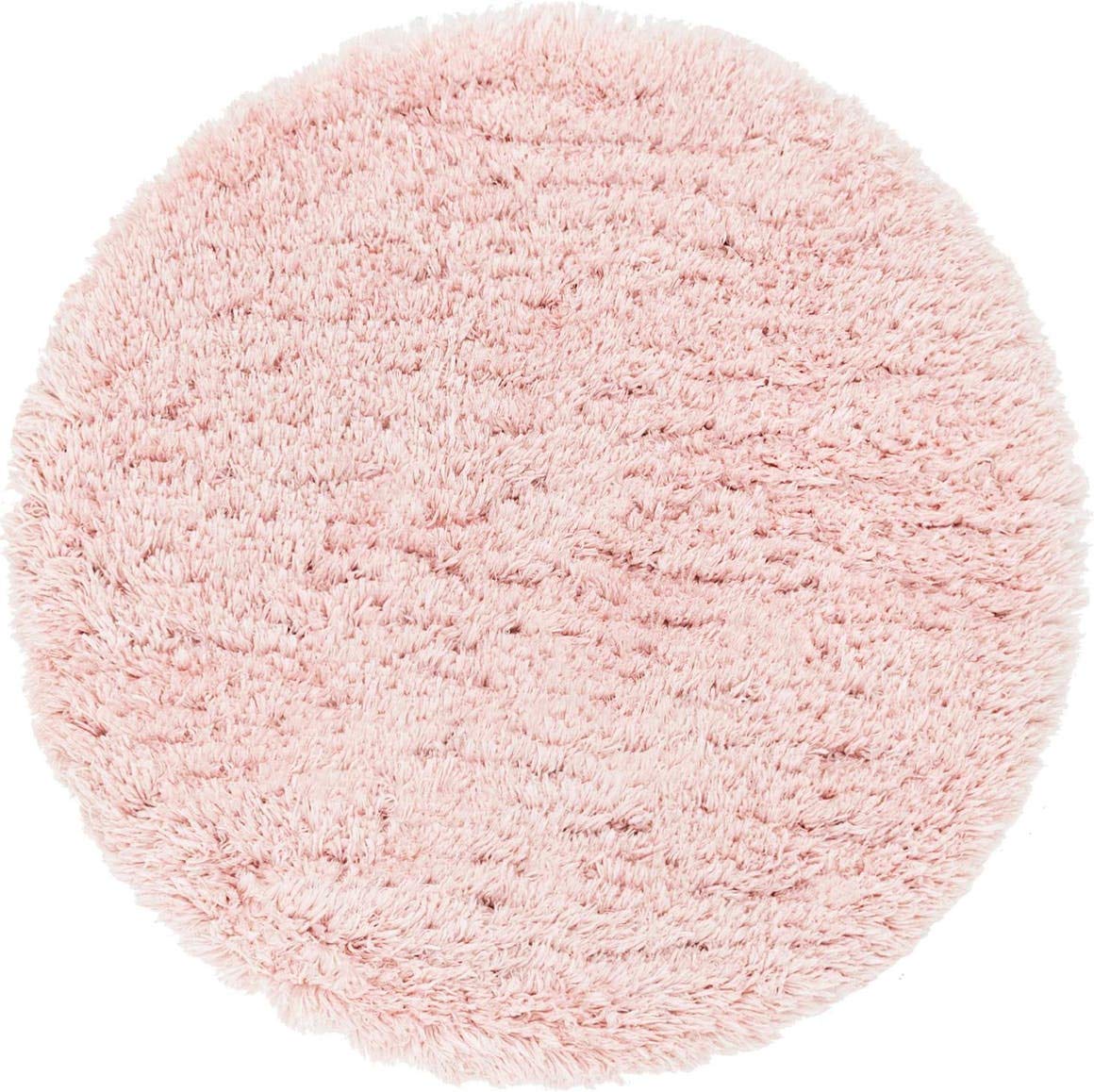 Rugs.com Infinity Collection Solid Shag Area Rug – 3 Ft Round Pink Lace Shag Rug Perfect for Kitchen