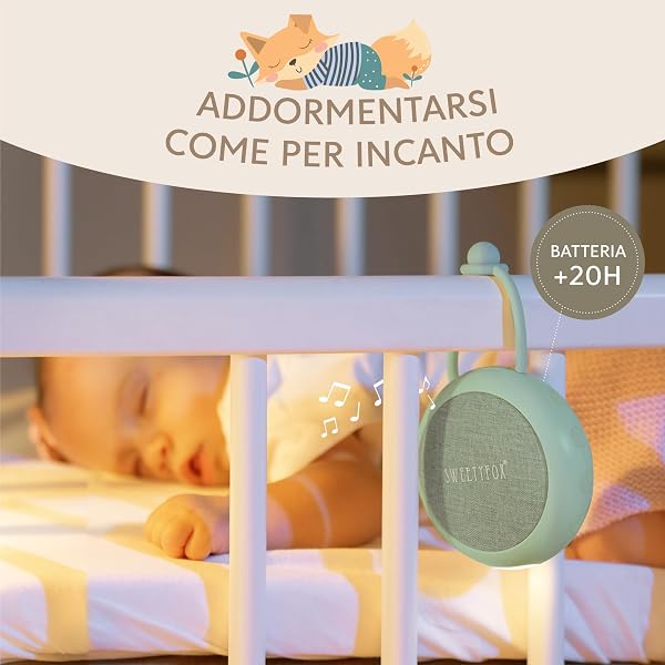 Sweety Fox Rumori Bianchi per Neonato - Verde - Ninna Nanna per Bambini, Luce Notturna e Suoni Bianchi per Neonati, 15 Suoni, Ricaricabile USB - 3
