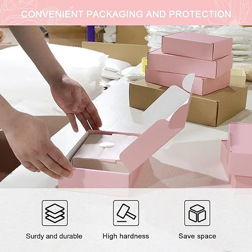 Miniatura 8 de Cajas de envío pequeñas de 6 x 4 x 2 pulgadas, cajas de cartón rosa para embalaje, cajas de correo corrugado para pequeñas empresas (paquete de 20)