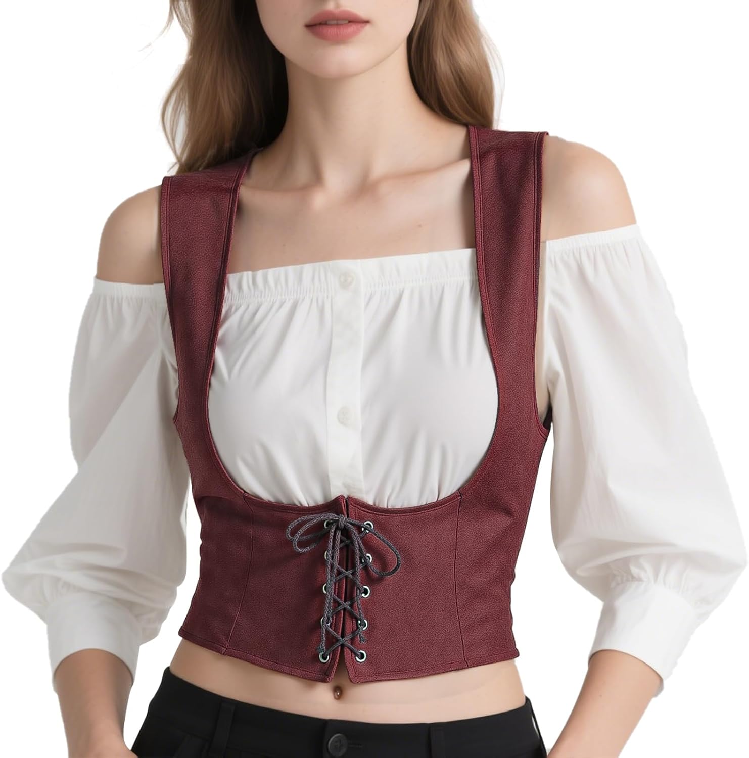 Teyujosem Women's Pirate Corset Renaissance Medieval Vest Steampunk Victorian Bodice