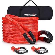FieryRed 3/4 x 20FT Kinetic Recovery Rope Kit with 2 Soft Shackles, 26500LBS MBS Heavy Duty Tow Rope Snatch Strap Offroad for SUV, Truck, Car and Tractor