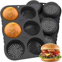 2 Pcs Hamburger Bun Pan, 4 Inch Silicone Hamburger Bun Mold