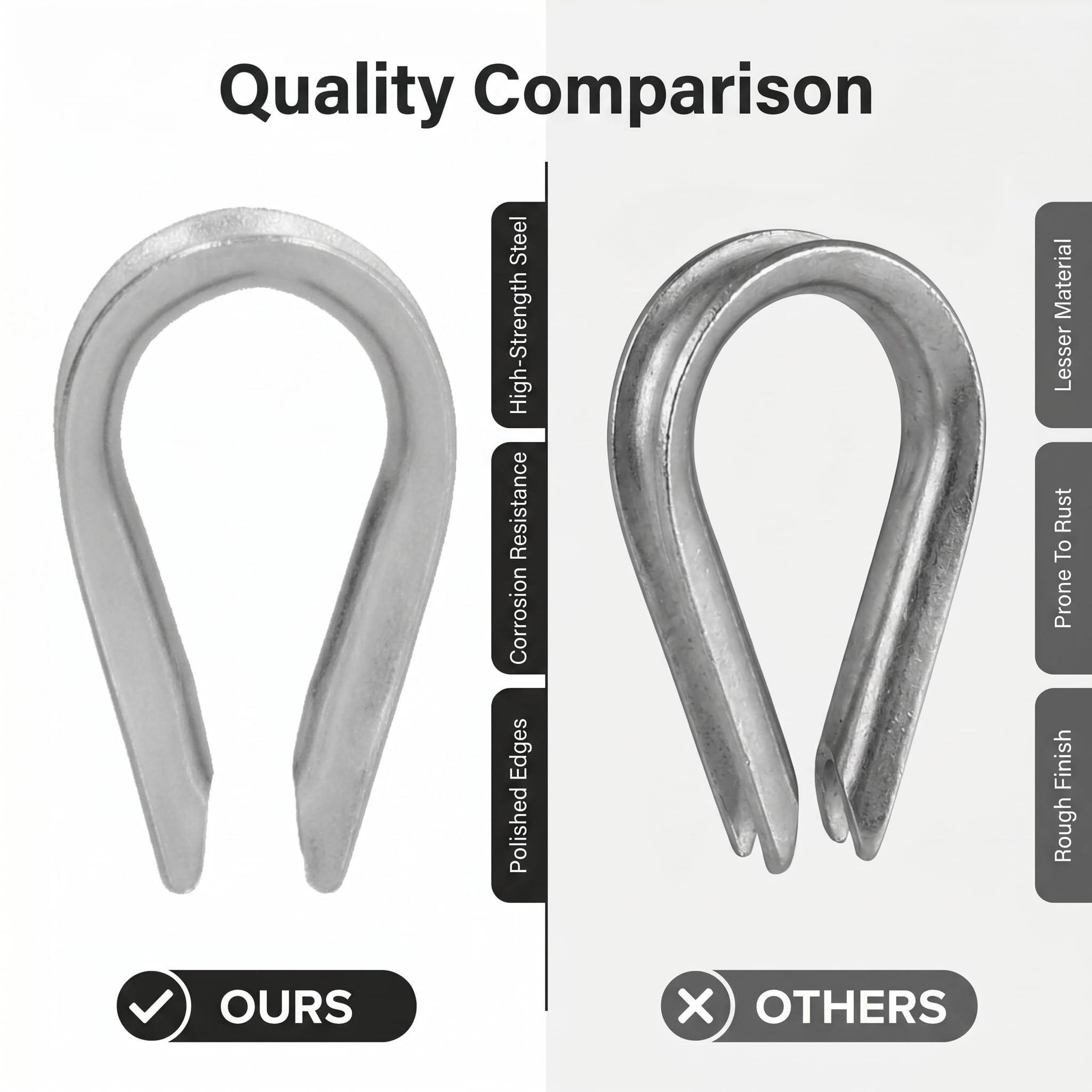 Cosses de Câble Gréement, 50pcs Clips de Câble Métallique de Cosse de Câble Métallique Outils de Gréement de Câble en Acier Inoxydable pour la Construction Navale (M2 (2mm)), (M3 (3mm))