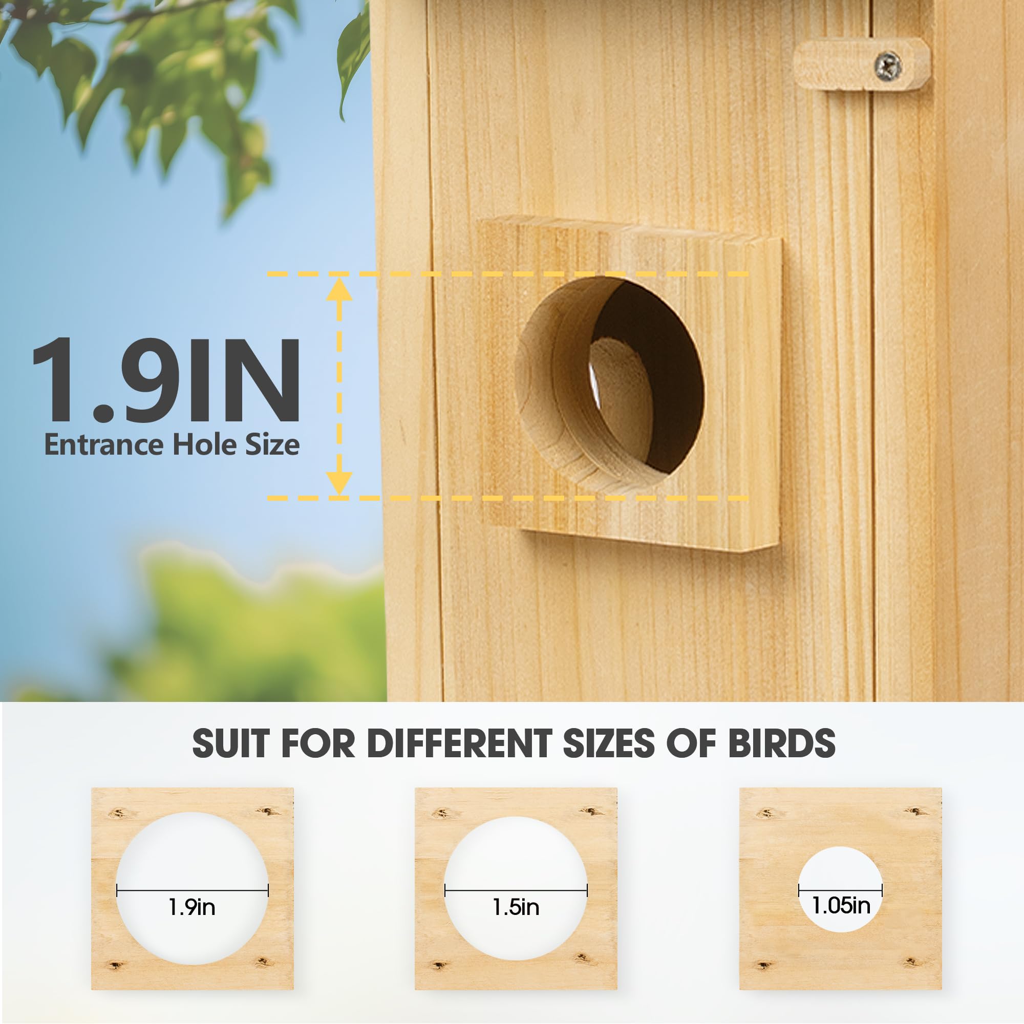 Intelligentes Vogelhaus mit KI-Identifizierungskamera, 1080P Vogelhaus-Kamera solarbetrieben, Vogelhäuser für außen schalten automatisch auf Nachtsicht um, 2,4 G WiFi-App zur Beobachtung von