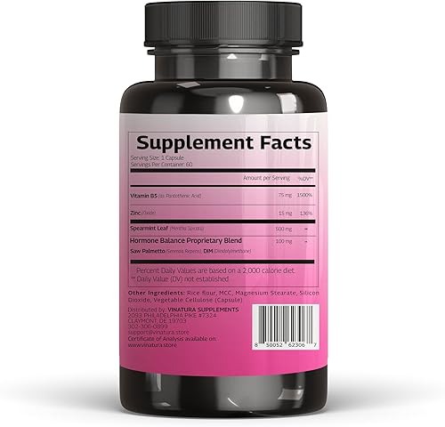 Miniatura 7 de VINATURA Suplemento de cápsulas de hoja de menta verde – mejorado con DIM y Saw Palmetto, para cabello no deseado, salud y piel de las mujeres