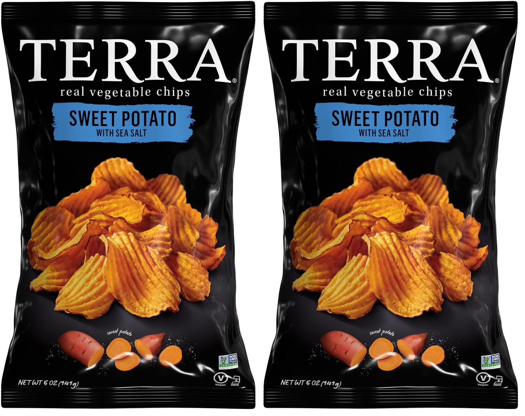 Terra Vegetable Chips, Crinkle Cut Sweet Potato with Sea Salt, 5 oz (Pack of 2)