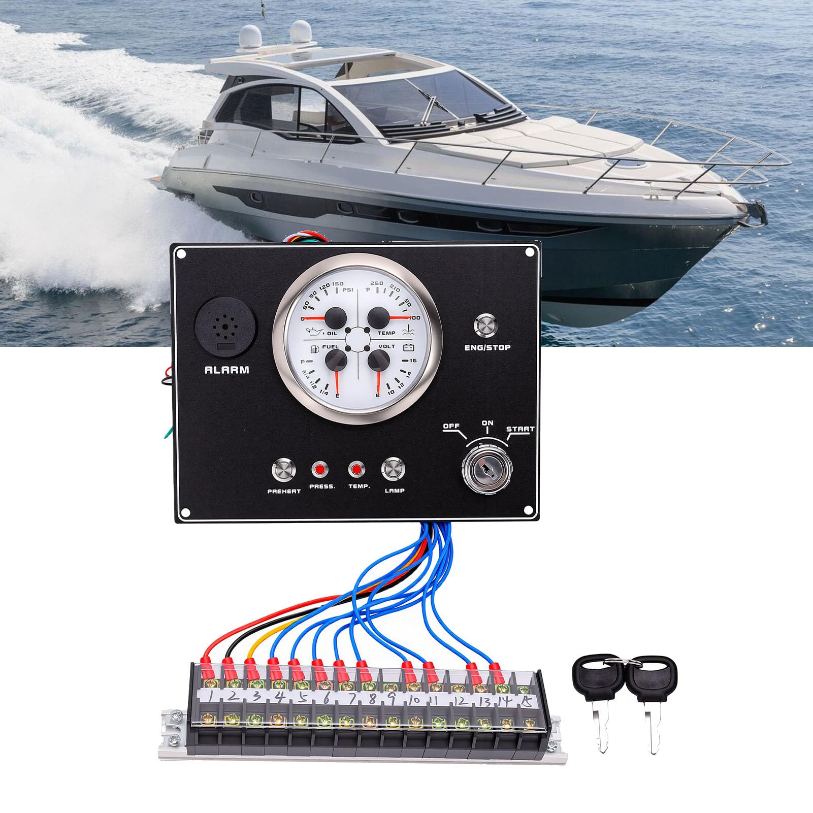 Panel de Instrumentos para Barcos 4 en 1 para Embarcaciones y