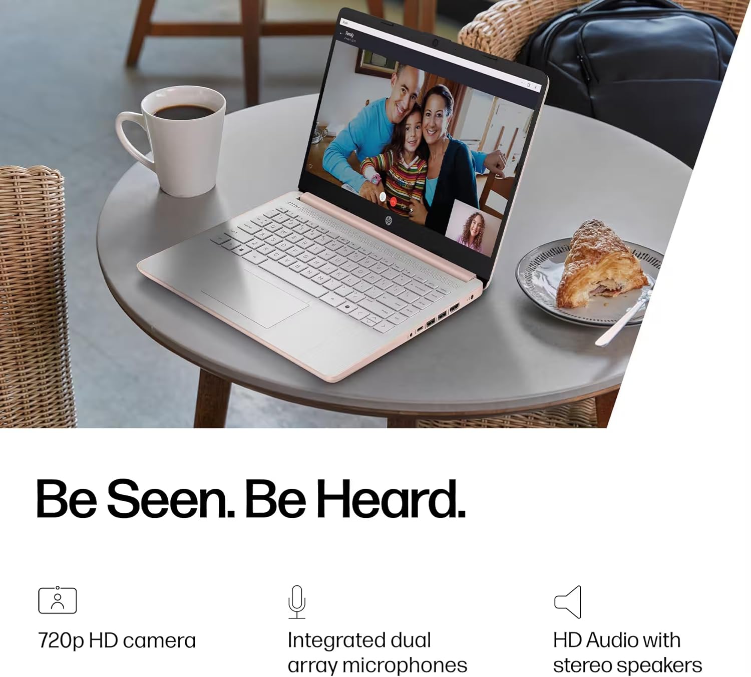 HP 14" Rose Gold Laptop for Student Business 2026, Office 365 Included, Copilot AI, Intel CPU, 16GB RAM, 512GB SSD+64GB eMMC, Ext DVD Drive & USB Flash Drive, Light & Slim, 4K Graphics, Windows 11S