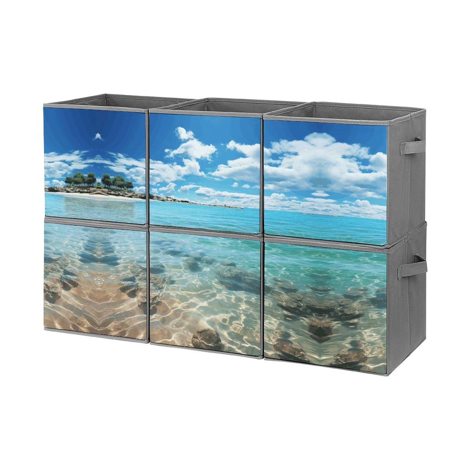 Boîtes de rangement empilables imprimé mer pour organiser vos armoires lot de 6
