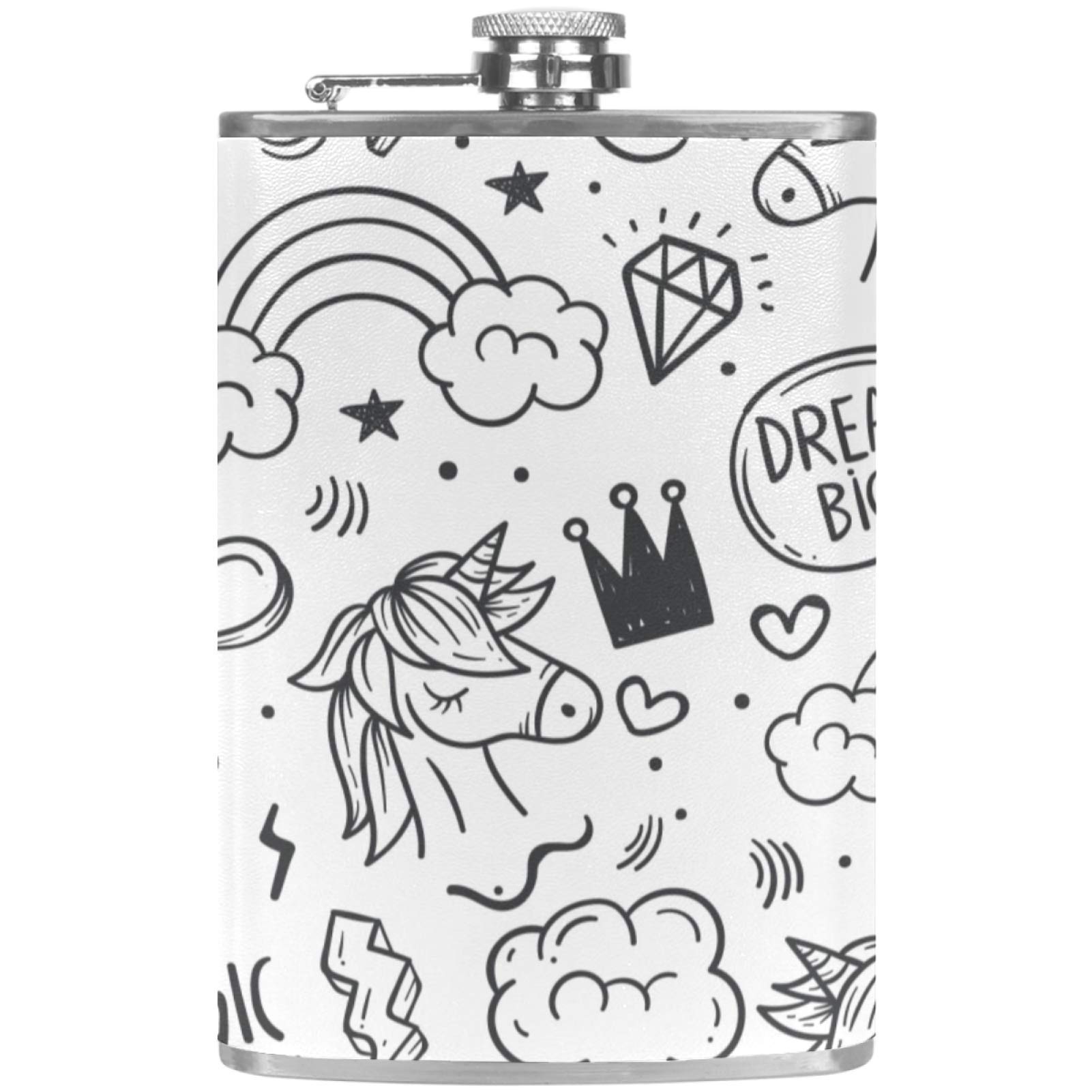 Flasque de poche camping et barbecue petite bouteille de vin licorne