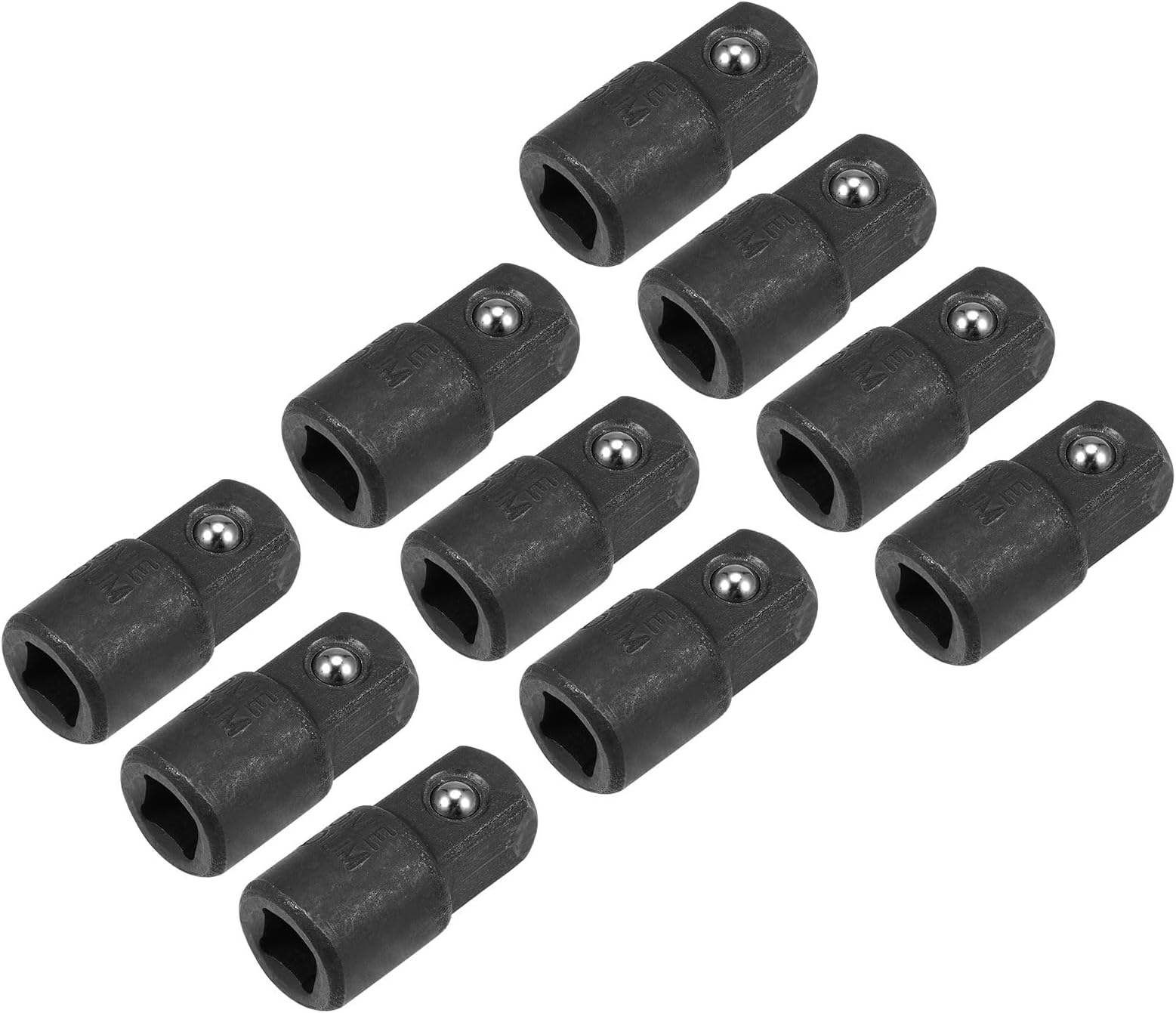10pcs 1/4" Drive (F) to 3/8" M Socket Reducer Adapters, Female to Male, Cr-V Steel(Black)