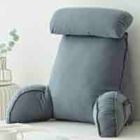 Cuscino Da Lettura Con Braccioli Per Schiena - Supporto Ergonomico Per Letto, Divano E Poltrona, Grigio, 75x45x55 Cm