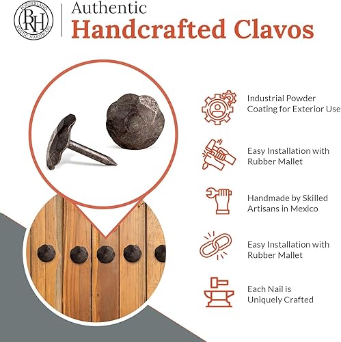 Miniatura 125 de 100 Pack 1" Small Round Head Iron Clavos Decorative Nails – Sealed Unfinished – Handmade Rustic Round Fasteners for Farmhouse Shutter, Faux Wood