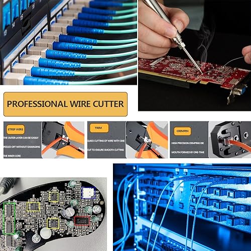 Miniatura 4 de LEATBUY - Kit de herramientas de crimpado RJ45 para red Ethernet CAT5CAT6, crimpadora de red profesional, conector de cable, cortador de pelacables,