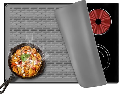 LOPNUR Cubierta de silicona para estufa eléctrica, protector de estufa de vidrio de 28 x 20 pulgadas para estufa eléctrica, alfombrilla protectora