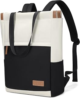 Convertible Tote Backpack Wide Top Open Slim Backpacks Water Resistant Casual Daypack School Bookbag Fits 15.6 Inch Notebook
