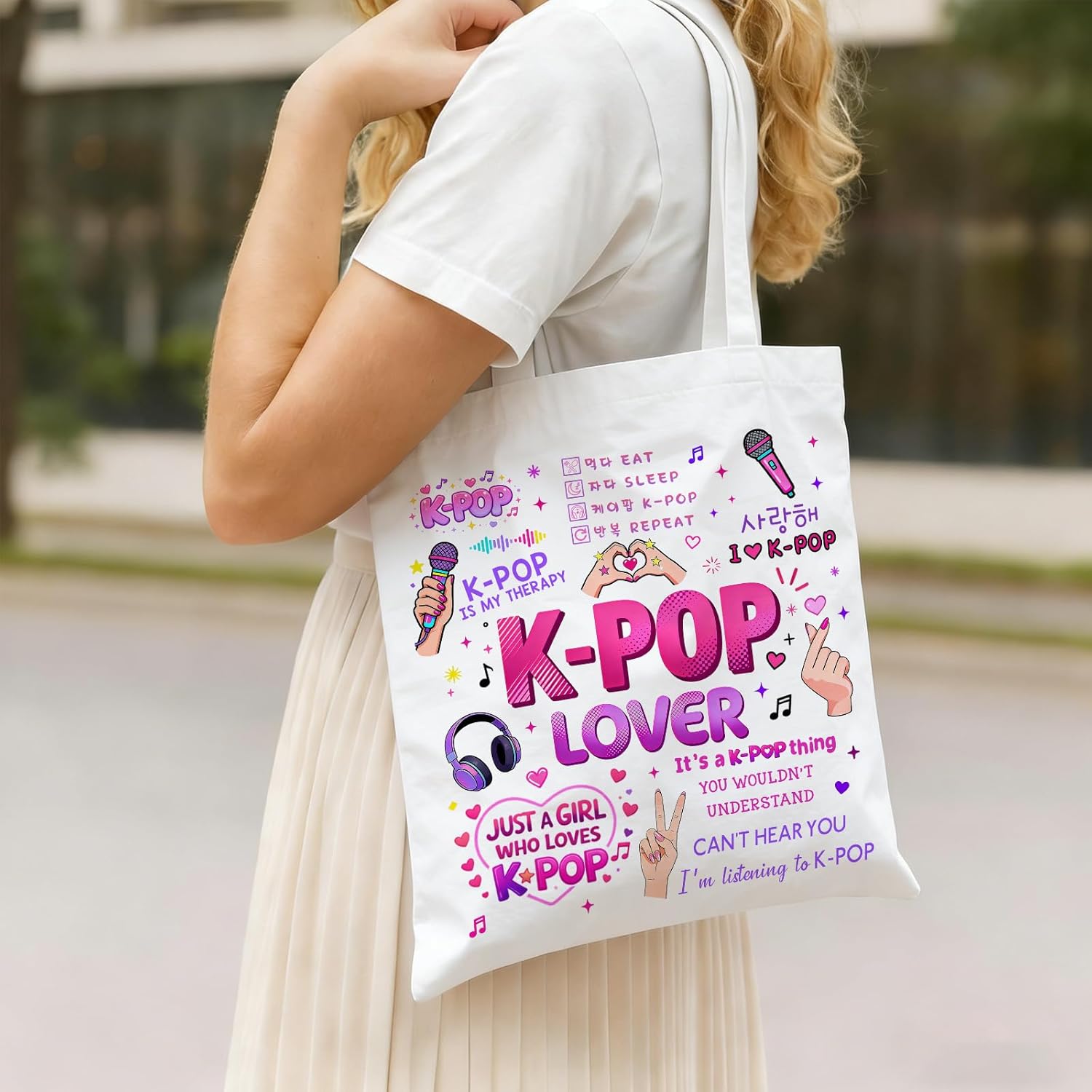 Kpop Gifts for Girls K-Pop Gift Tote Bag for Kpop Music Lover Korean Drama Canvas Tote Bag Gift for K-Pop Lover Kpop Merch Stuff K Drama Gifts for K-Pop Fans Korean Pop Stuff Kpop Party Favor Bags - Image 2
