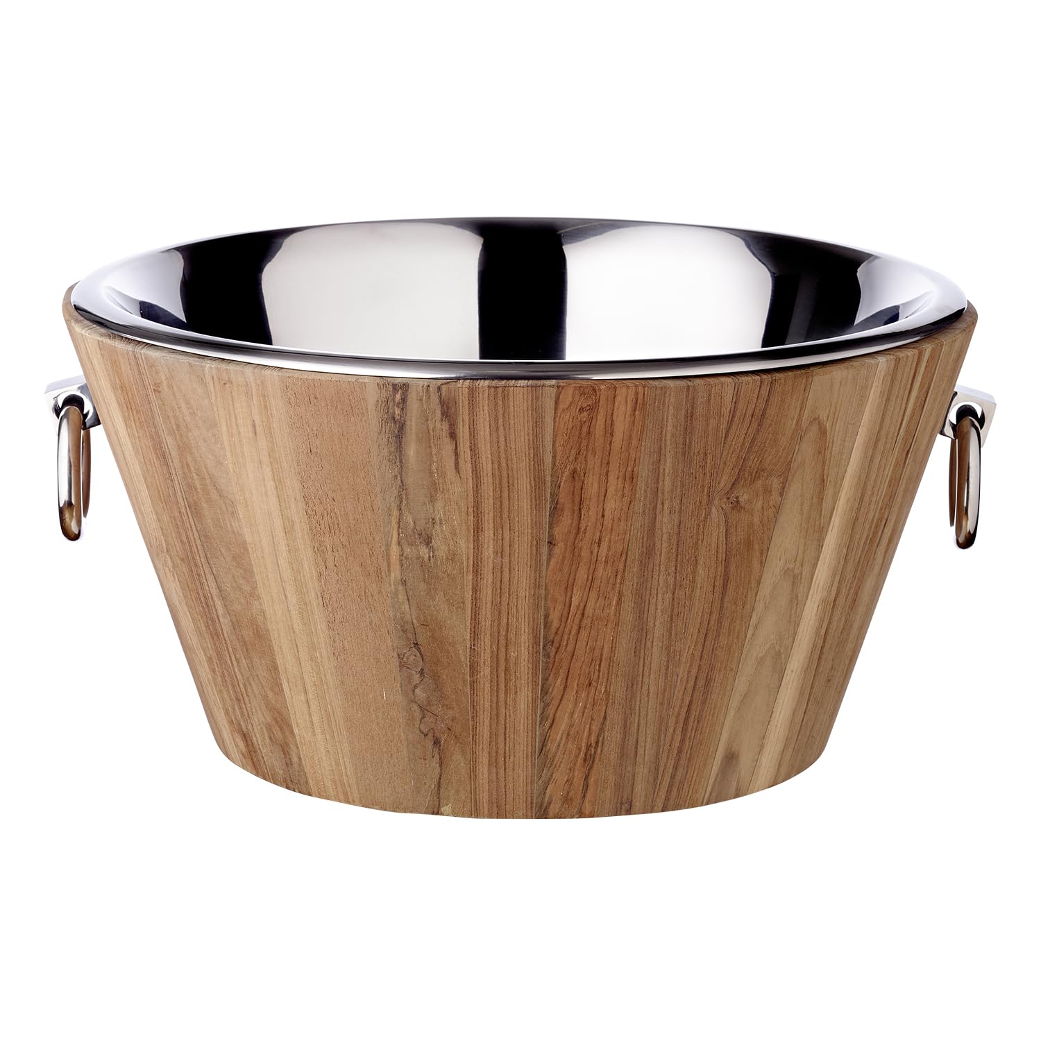 EDZARD Santiago - Enfriador de champán (46 cm de diámetro, 23 cm de altura, madera de teca, acero inoxidable pulido, con asas)