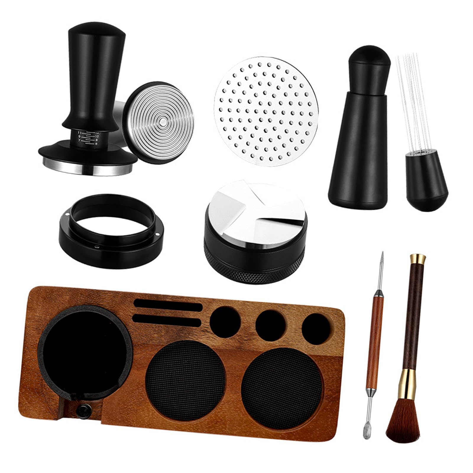 CAZSTYK Accuracy 58MM Wooden Tamper Set Kitchen Coffee Accessories for Professional Grades Espresso Preparation Professional Coffee Tool