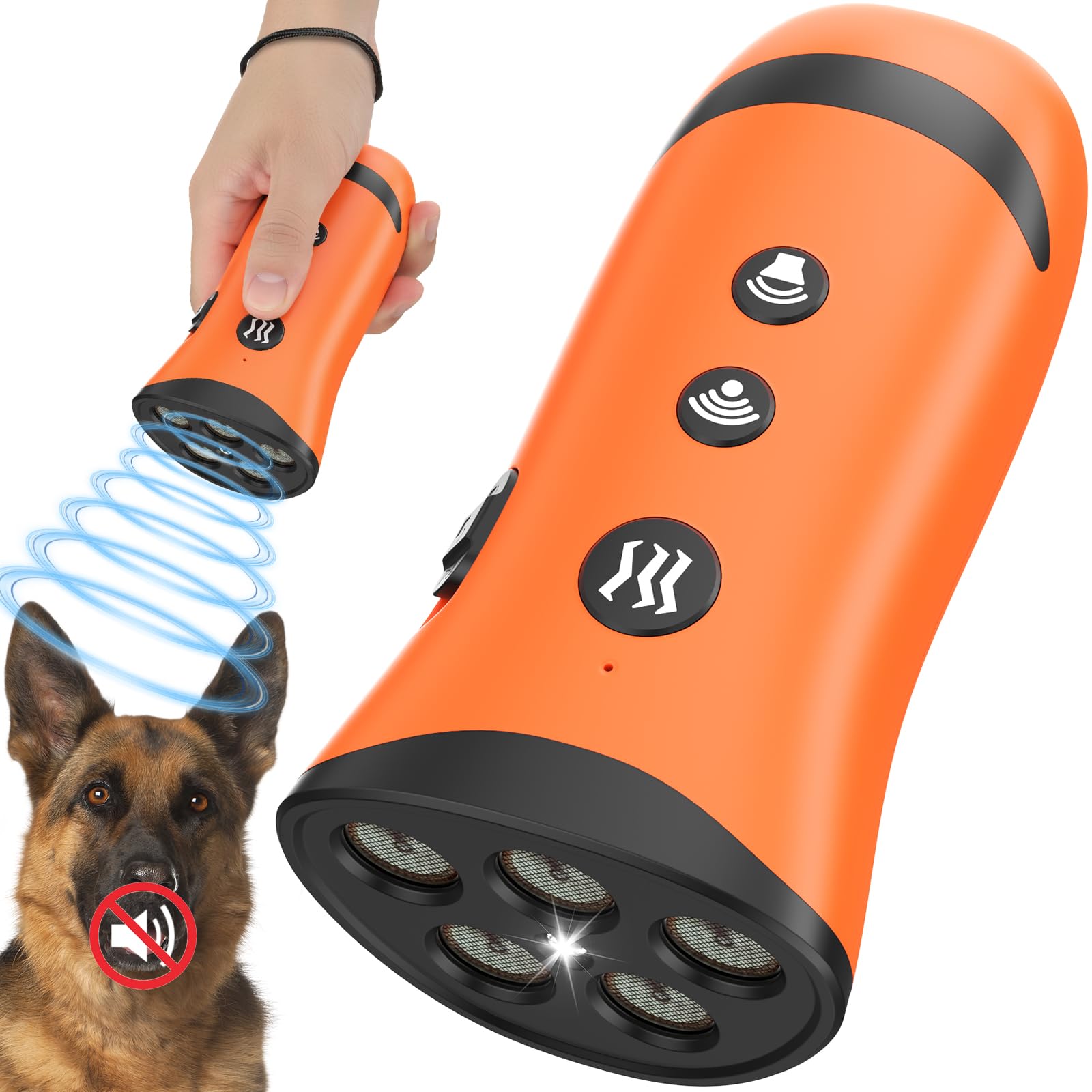 Anti Aboiement Chien, Ultrason Puissant Détracteur d'Aboiement Canin, Portée de 15 m, 3 Modes, Dispositif Anti-aboiement à ultrasons pour l'intérieur et l'extérieur