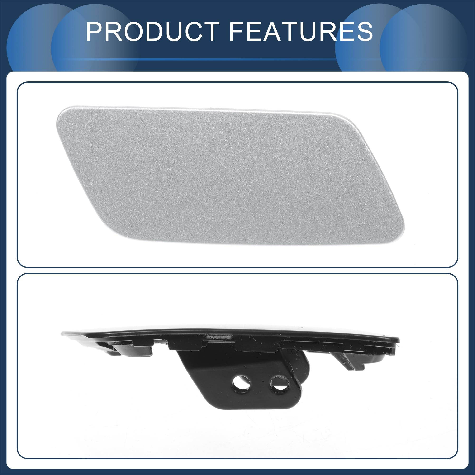 Tapa de la Boquilla del lavafaros del Parachoques Delantero Izquierdo n.° 3C8955109 Embellecedor de la Boquilla del Parachoques para Volkswagen Passat CC 2008-2012 Plástico Tono Plata 1 Pieza