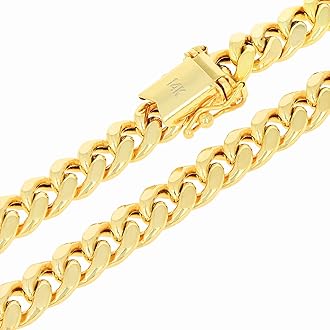 14k Real Yellow Gold Miami Cuban Link 6.5mm Chain Necklace (16"-30") Italian Jewelry for Men & Women