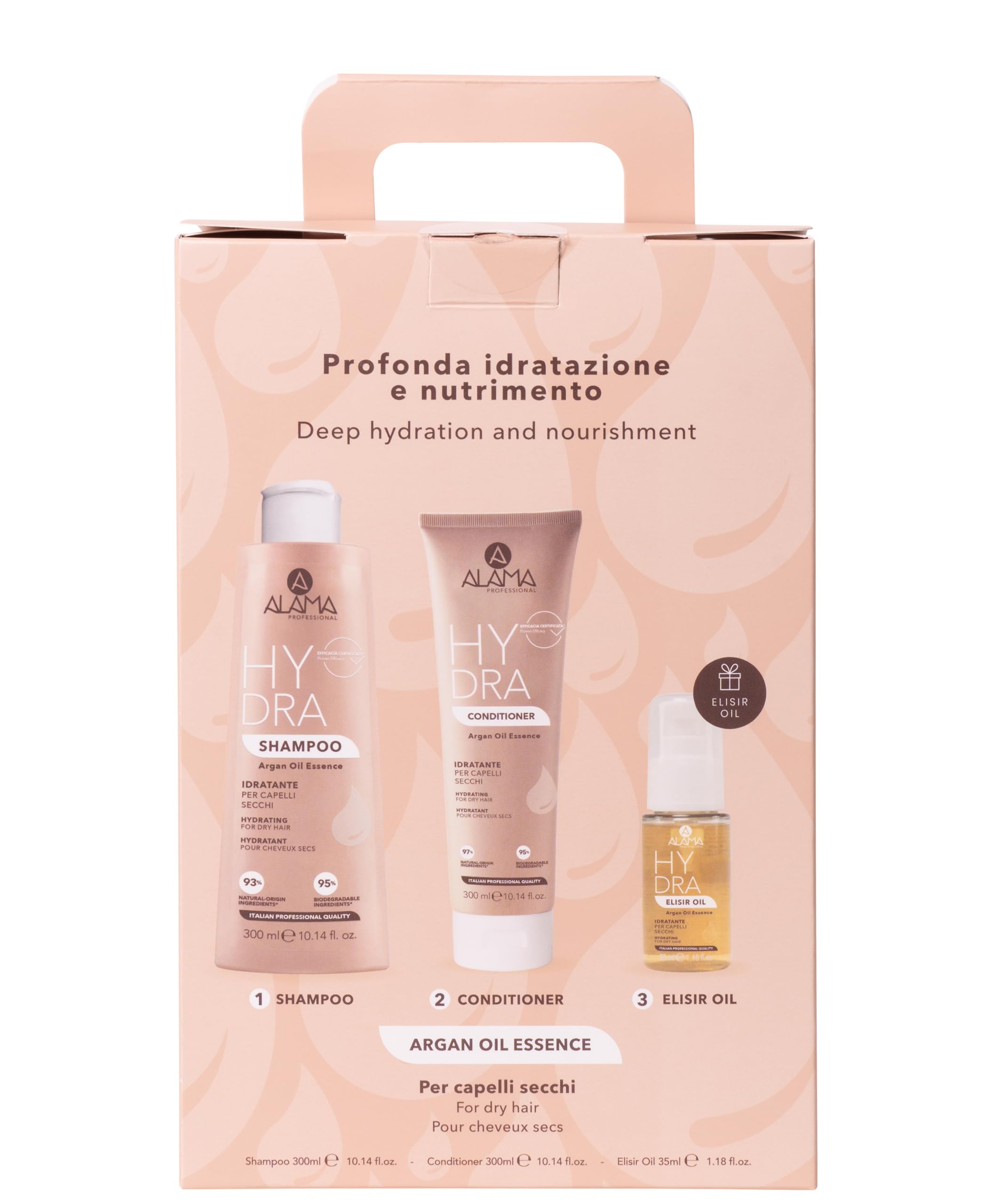Alama Professional Hydra a Gift for you Shampoo 300 ml + Conditioner 300 ml + Elisir Oil 35 ml