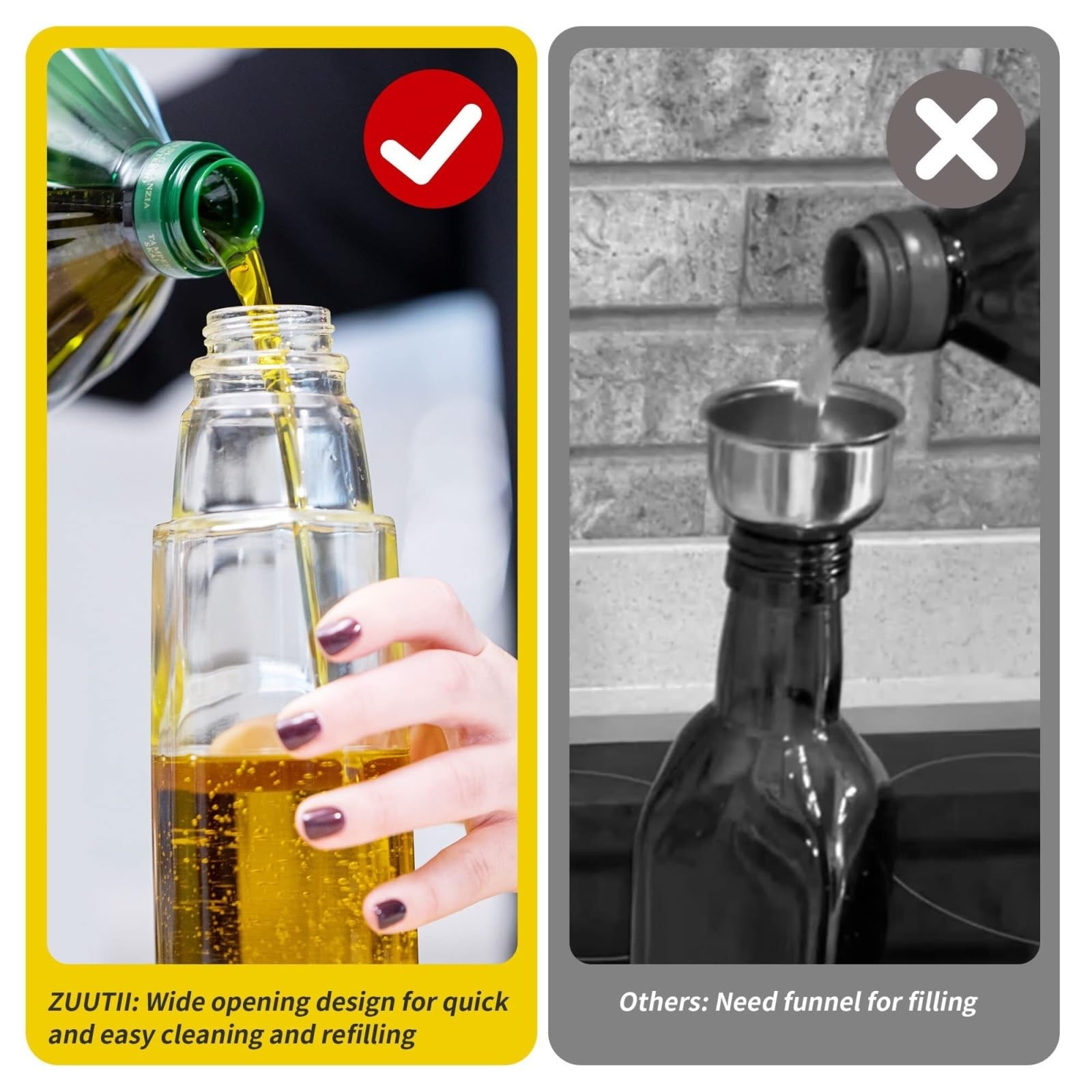 Set di 3 dispenser di olio in vetro, bottiglie di olio d'oliva, aceto e salsa di soia, contenitori da cucina, eleganti ampolle blu per olio e aceto per cucinare
