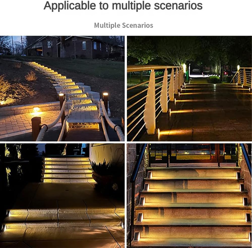 CREATESTAR Solar Step Lights, Stair Fence Triangle Lights IP67 Outdoor Waterproof LED Deck Light for Garden Yard Patio, Porch, Front Door, Outside, Pathway, Warm White 4 Pack