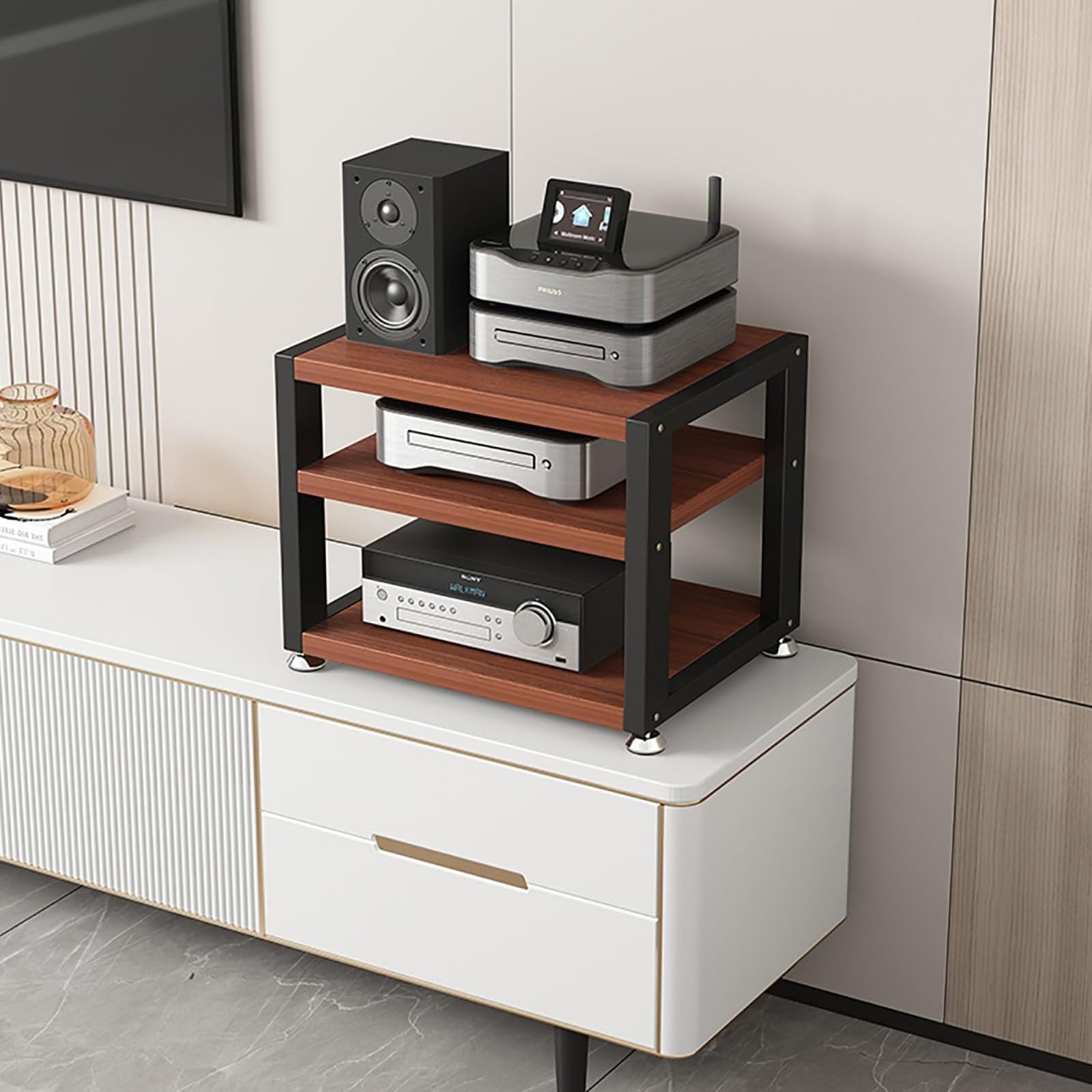 Rack audio et meuble stéréo multimédia en bois pour salon