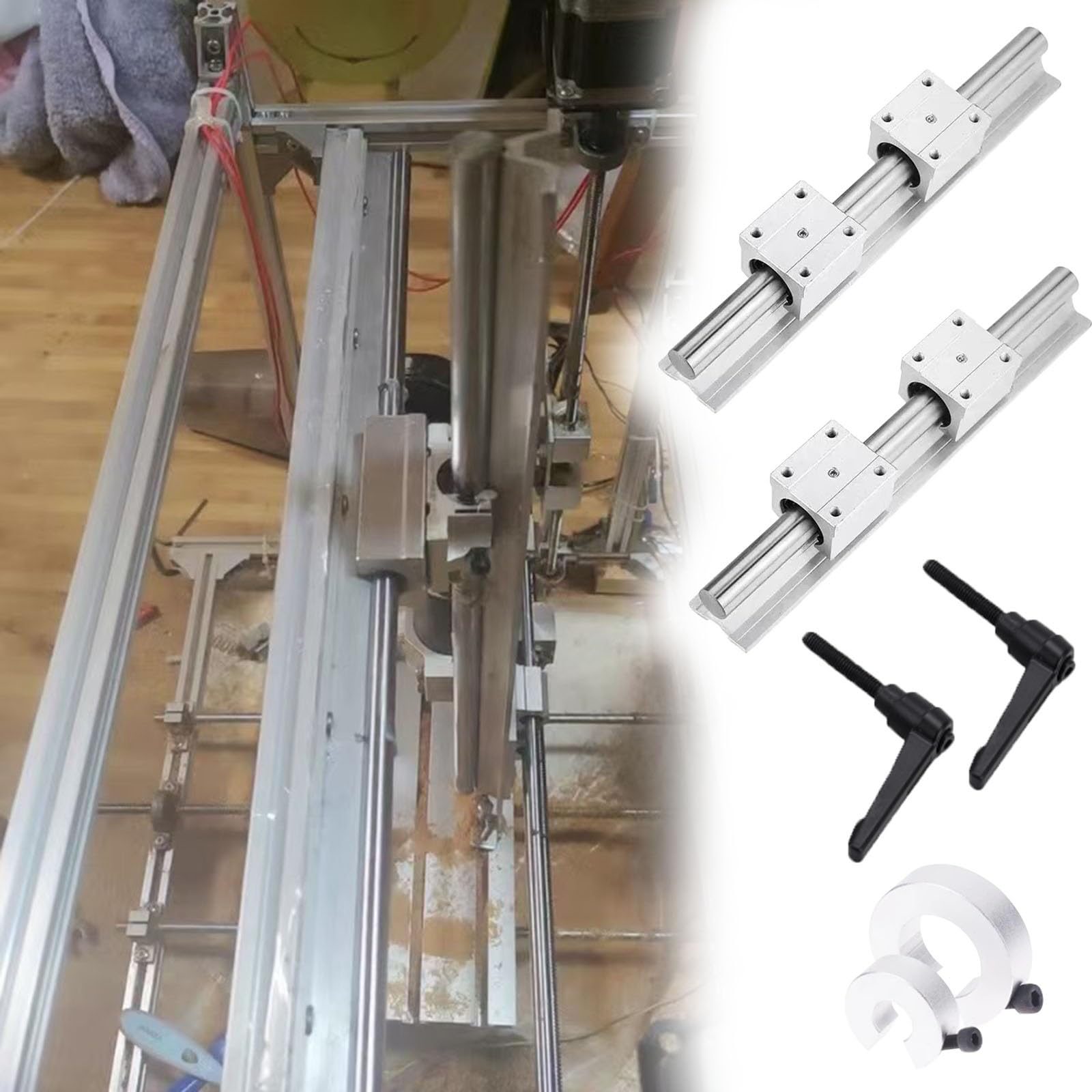 Sistema de riel lineal de tornillo de bola de precisión, riel deslizante de acero endurecido con rodamientos de bloque y asas de fijación, para máquina CNC y equipos de automatización