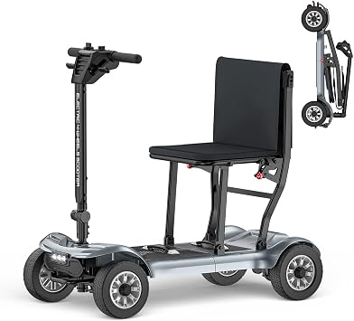 [2026 Upgraded] PAISEEC D3 Pro 35 lbs Lightweight Mobility Scooter for Seniors, Light Weight Mobility Scooter with 2 Batteries, Long Range, Airline Approved, Foldable Mobility Scooter Silvery