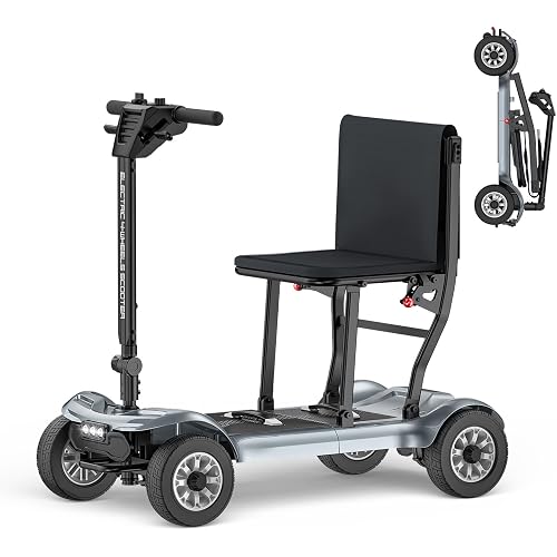 [2026 Upgraded] PAISEEC D3 Pro 35 lbs Lightweight Mobility Scooter for Seniors, Light Weight Mobility Scooter with 2 Batteries, Long Range, Airline Approved, Foldable Mobility Scooter (Silvery)