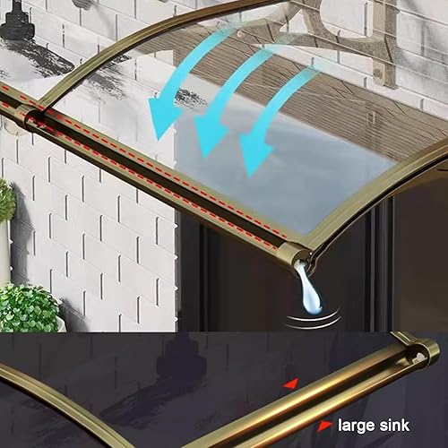 Miniatura 3 de Diseño de fregaderosilenciosoautolimpiantecubierta de policarbonato transparente de alta resistencia a los impactos, toldo de aluminio para puerta