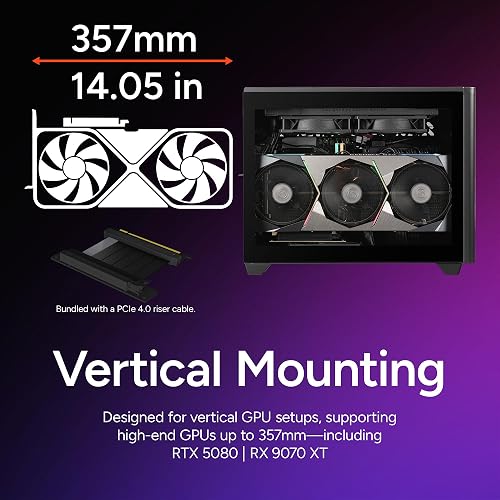 Cooler Master NR200P V2 Mini-ITX 18L PC Case, Top-Mount 240mm|280mm Liquid Cooler, 356mm Vertical Mounting 3.5-Slot GPU, Tempered |Vented Panel, USB 3.2 Gen 2x2 Type C (NR200PV2-KCNN-S00) - 4