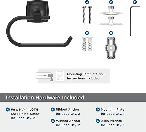 Vista 13 de Amerock Toallero negro mate – 7-9/16 pulgadas (7.559 in) de longitud – Soporte para toallas de baño y cocina Mate negro