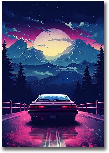 Unique Synthwave Style Retro Art, 80s style art, framed poster print, guest room art, cool living room art, poster Art, Decor poster