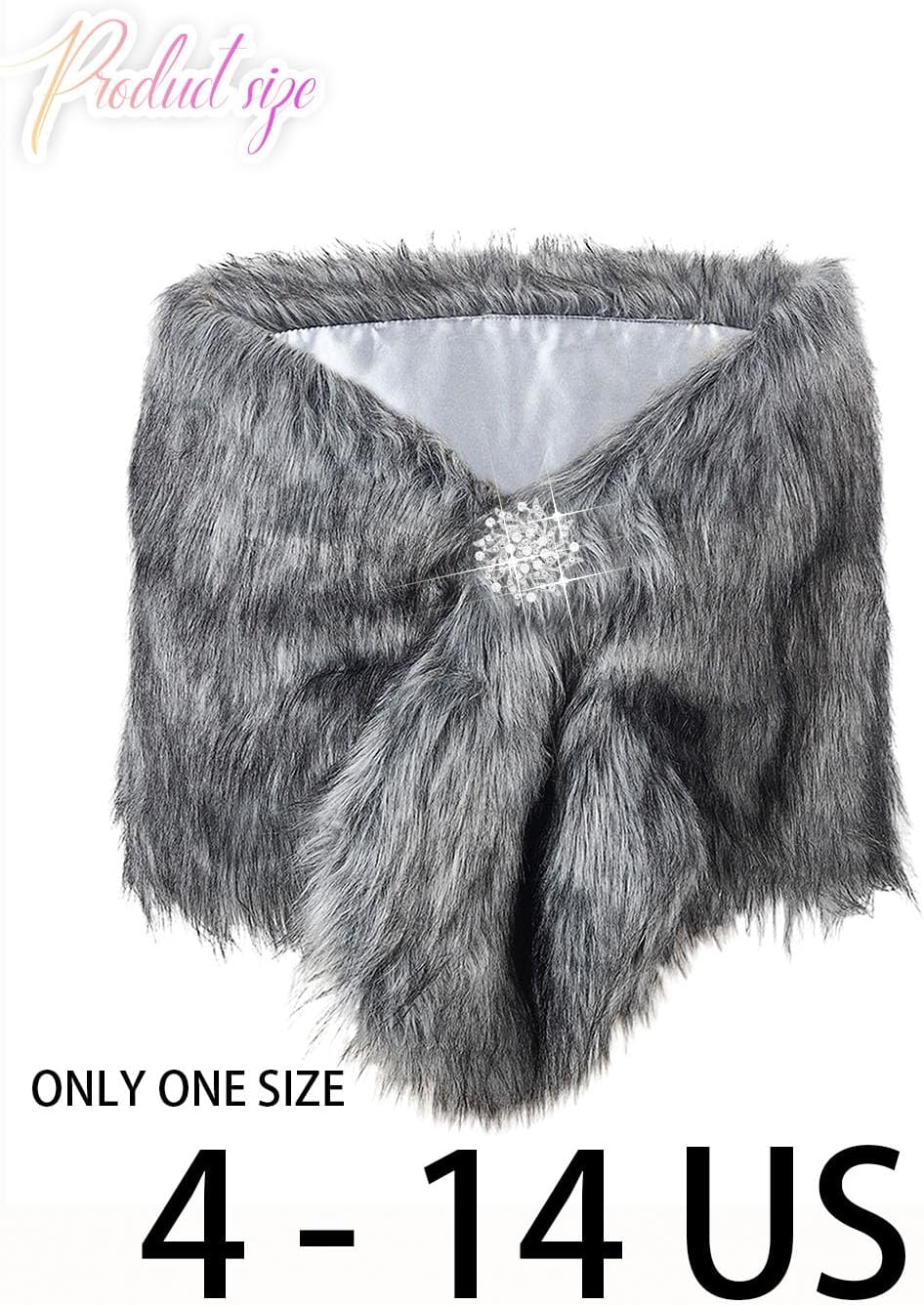 BODIY Bride Fur Shawls and Wraps 1920s Bridal Wedding Faux Fur Scarf Winter Sleeveless Fur Stole for Women and Bridesmaids - Image 5