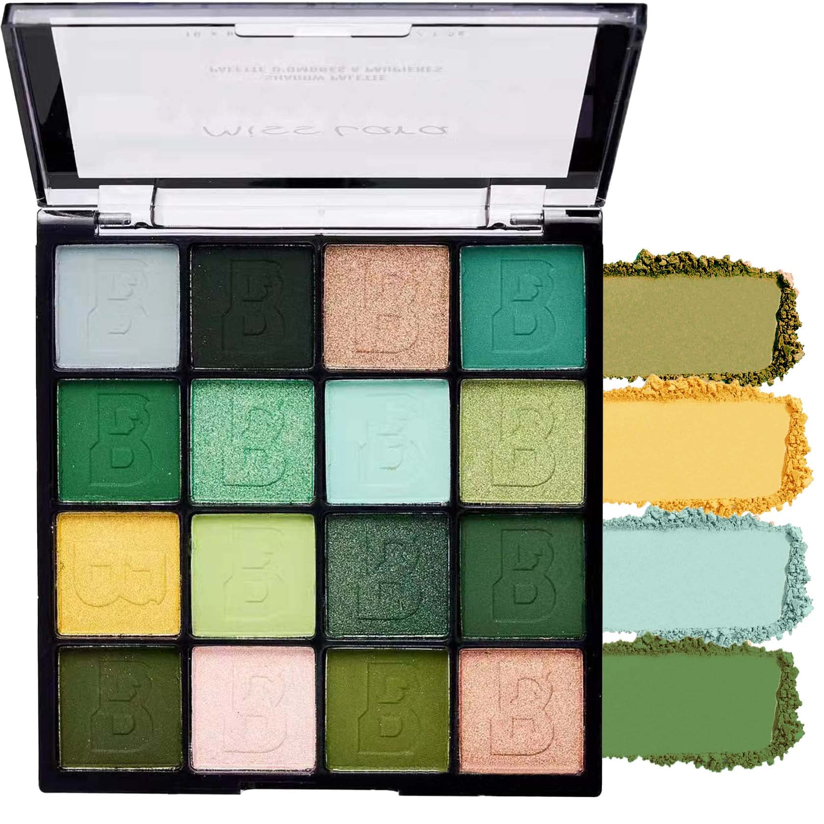 16 Colors Green Shimmer Matte Eyeshadow Palette,Highly Pigmented Green Glitter Eyeshadow Makeup Palette Pofessional Long Lasting Waterproof Colorful Eye Shadow Plattet Eyeshadow Makeup