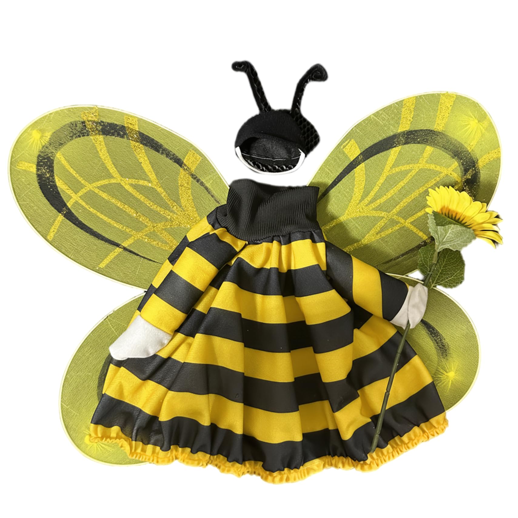 Neptuiby Gooses Clothes Gooses Outfit Outfits Spring Outfit Bee Costume with Sunflower for 23-24 Inch Porch Decor Striped Dress for Garden Yard Statue Yellow