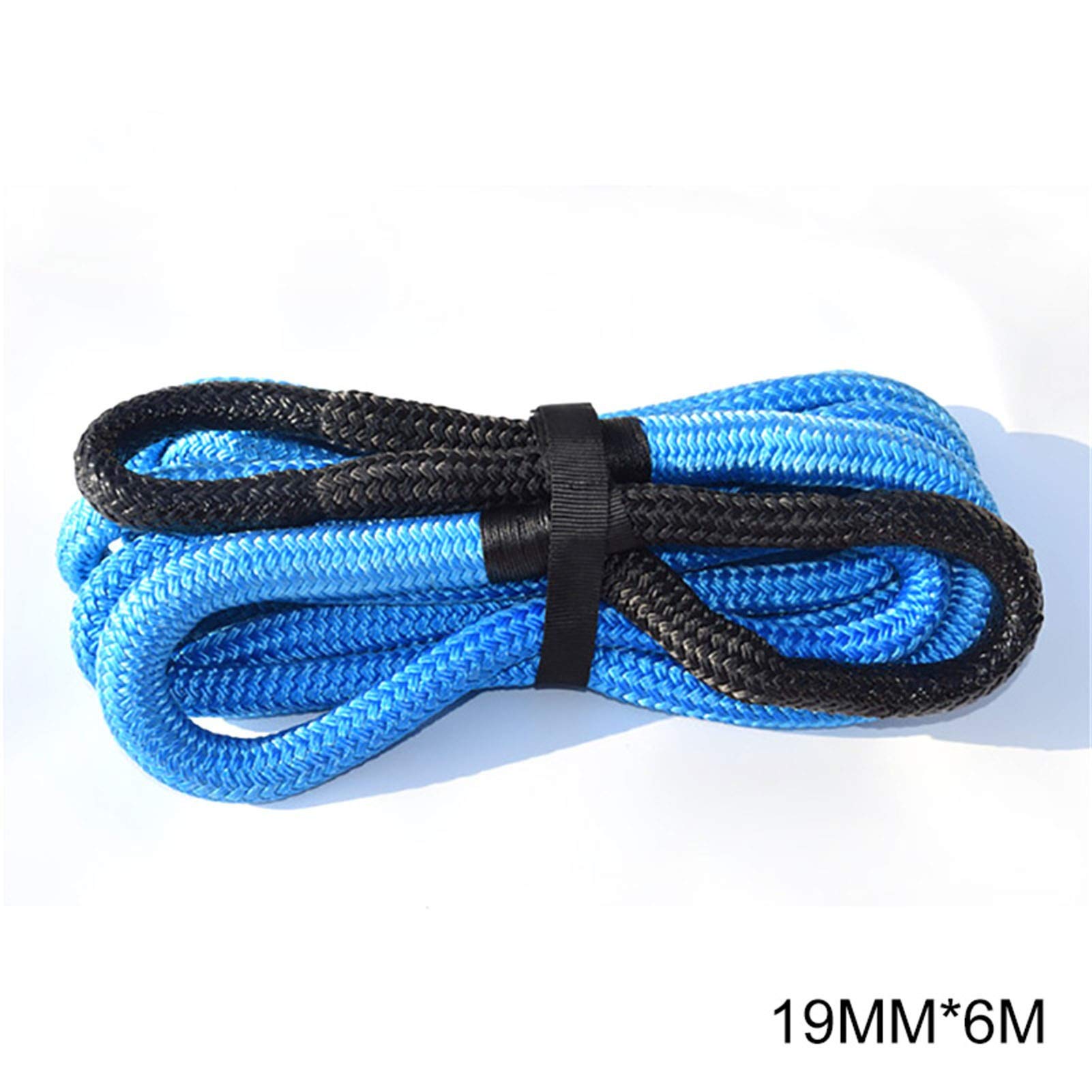 Syntetyczna lina wyciągarki, 3/4 "* 20ft Lina Kinetyczna, Lina Energetyczna 19mm * 6m, Liny do odzyskiwania z góry, liny holownicze do pojazdów terenowych 4WD ATV UTV(Black 19mm 6m)