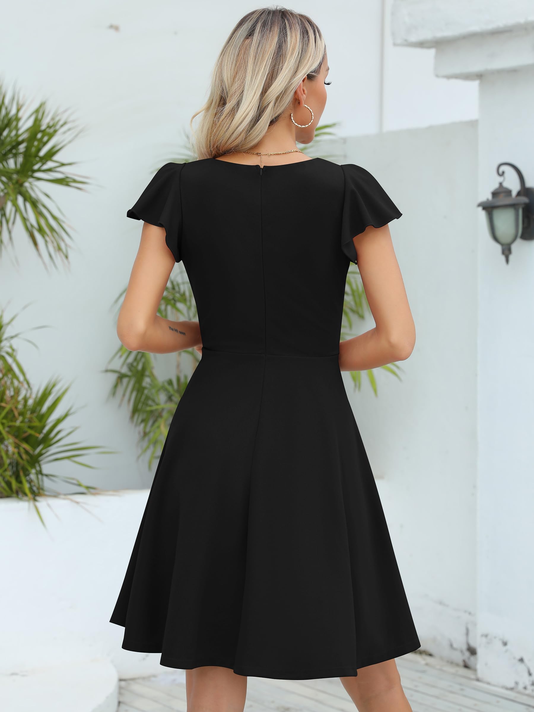 Missufe Abito da donna, elegante, vintage, con scollo a cuore
